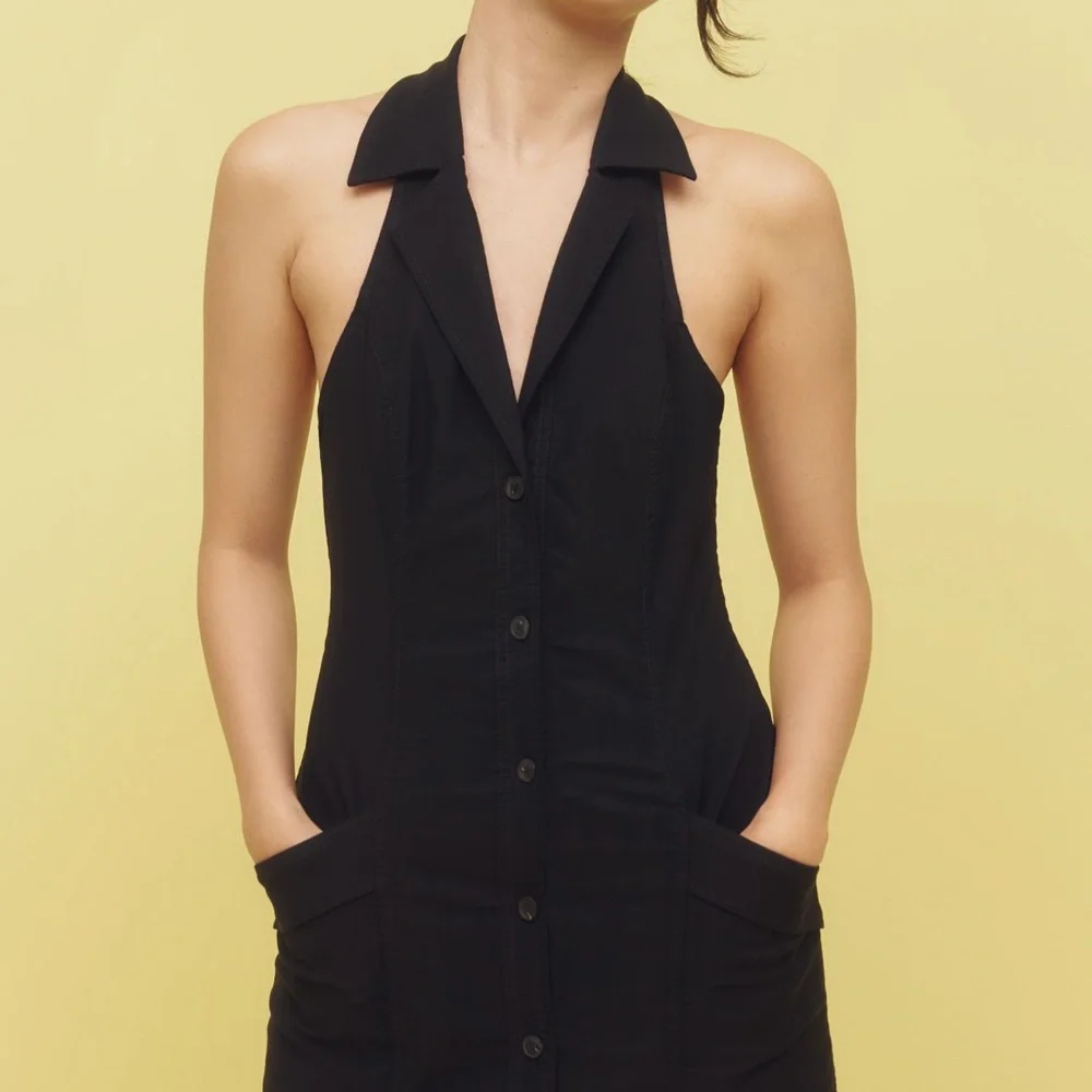 Maeve Anthropologie Black Button-Down Drop-Waist Mini Dress - Picture 3 of 3